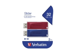USB-Stick 2x 32GB Verbatim 3.2 Storen GO Slider red & blue