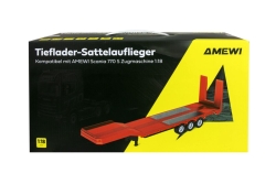 Amewi Tieflader-Sattelauflieger Dreiachse Scania 1:18 rot 8+