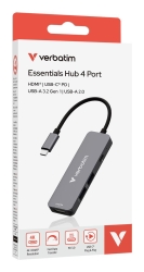 USB-C Verbatim Essentials Multiport HUB 4-Port