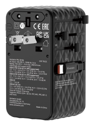 Verbatim ChargenTravel Adapter 70W 2C retractable black