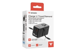 Verbatim ChargenTravel Adapter 70W 2C retractable black