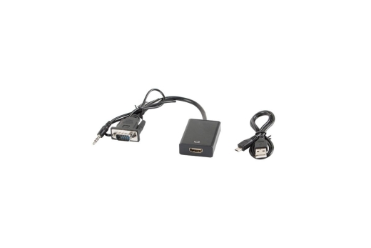 LANBERG VGA(M)+MINIJACK 3,5mm(M)->HMDI(F) Adapter 0,2m sw