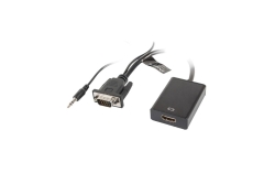 LANBERG VGA(M)+MINIJACK 3,5mm(M)->HMDI(F) Adapter 0,2m sw