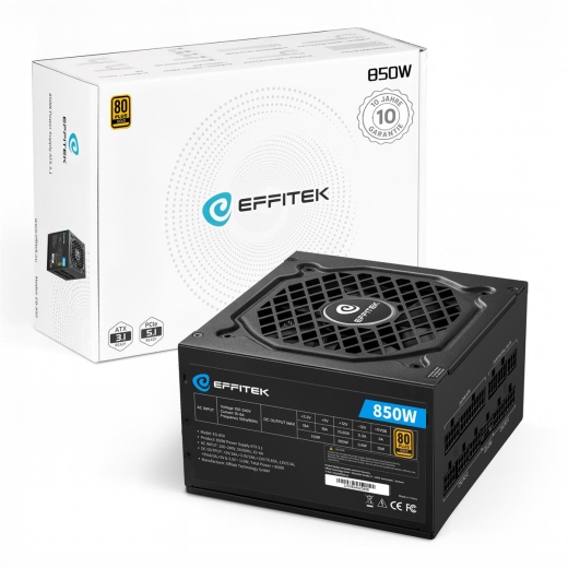 EFFITEK Netzteil 850W Gold ATX 3.1, PCI 5.1 Modularer Kabel