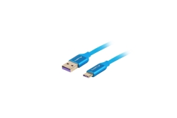 LANBERG USB-C(M)->USB-A(M)2.0 Kabel 1,0m PREMIUM 5A blau