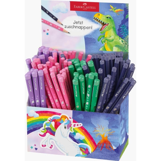 FABER-CASTELL Bleist. Einhorn+Dino Jumbo+Stand. 120x