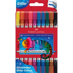 FABER-CASTELL Doppelfasermaler Glitzer 10er Etui