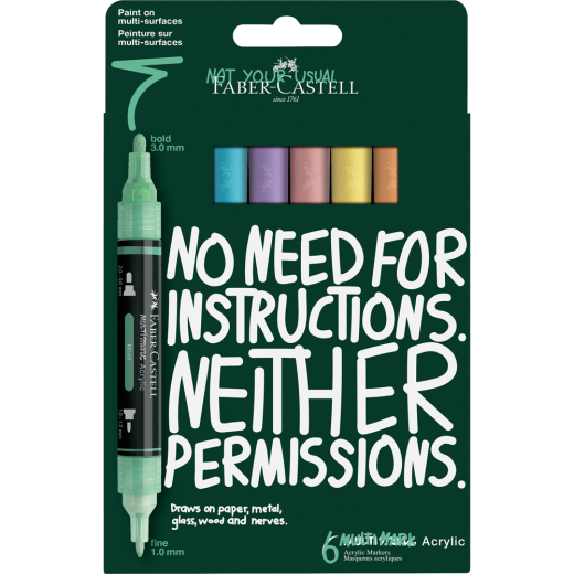 FABER-CASTELL Acrylic Marker Multimark Set 6 Pastel