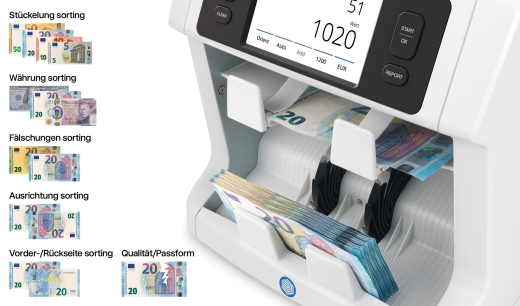 Safescan 2995-SC Banknotenzähler 2xFächer, 7-fache Prüfung
