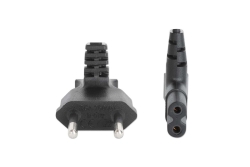 Manhattan Stromkabel C7 auf EU CCE7/16 90 Grad gewinkelt 2m