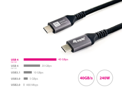 Equip Kabel USB-C4.0->C 40Gbps PD240W St/St 0.50m schwarz