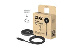 Club3D Ladegerät wireless Qi2 USB-C 25Watt, schwarz...