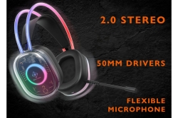 Deltaco Headset Gaming RGB beleuchtet halbtransparent