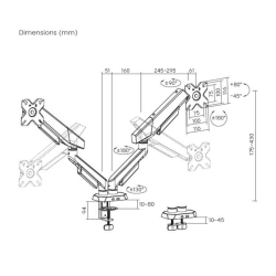 Equip Tischhalterung 17-35/2TFT 180° Gaming 12Kg sw+ws