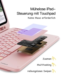 inateck N0001 pink Bluetooth-Tastatur-Hülle für iPad 11