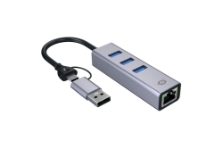 CONCEPTRONIC Adapter USB-C/-A3.0->GbE+3x-A3.0 5Gbs gr