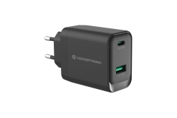 CONCEPTRONIC Ladegerät 2Port GaN USB-C/-A 45WPD3.0/PPS sw