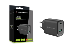 CONCEPTRONIC Ladegerät 2Port GaN USB-C/-A 45WPD3.0/PPS sw