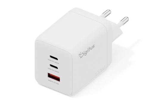 DIGITUS USB-Ladegerät GaN 100W, 2x USB-C, 1x USB-A weiß