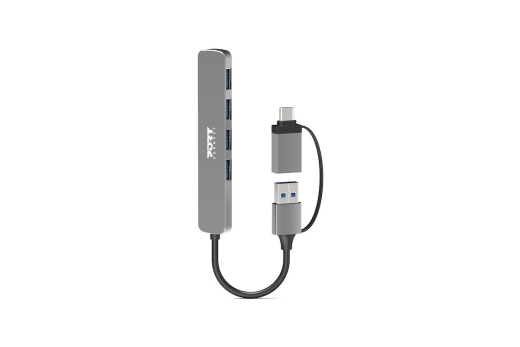 Port USB-C Hub 4 Port 3.0 5Gbps Verteiler Adapter grau