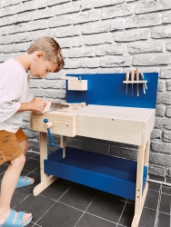 Kinderwerkbank Blau mit Zubehör
