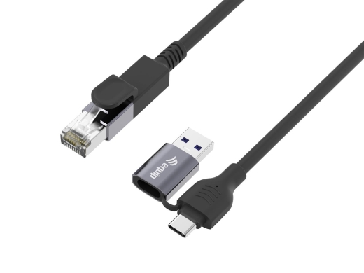 Equip Adapter GigaBit USB-C+A->RJ45 St/St 1.00m schwarz