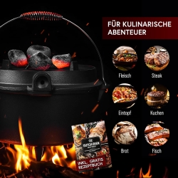 Gusskönig Eingebrannter Dutch Oven Set 9L mit...