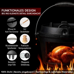 Gusskönig Eingebrannter Dutch Oven Set 9L mit Füße
