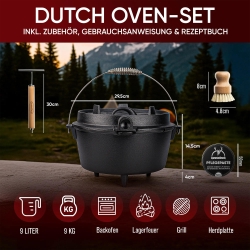 Gusskönig Eingebrannter Dutch Oven Set 9L mit Füße
