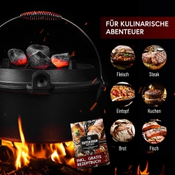 Gusskönig Eingebrannter Dutch Oven Set 9L ohne Füße