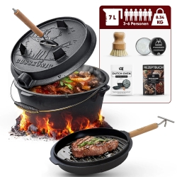 Gusskönig Eingebrannter Dutch Oven Set 7L mit...