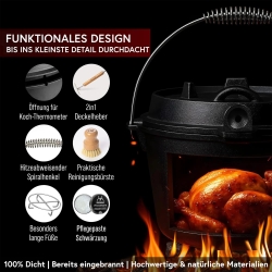Gusskönig Eingebrannter Dutch Oven Set 12L ohne Füße