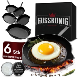 Gusskönig Eingebrannte Mini Gusseisen-Bratpfanne 6x...