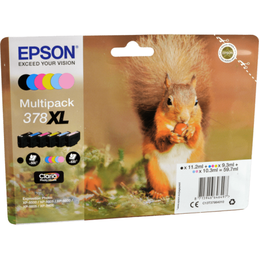 6 Epson Tinten C13T379840 Multipack KCMY LC LM 378XL