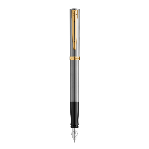 WATERMAN Füllfederhalter IMPRESSION Stainless SteelGT F Blau Geschenkbox