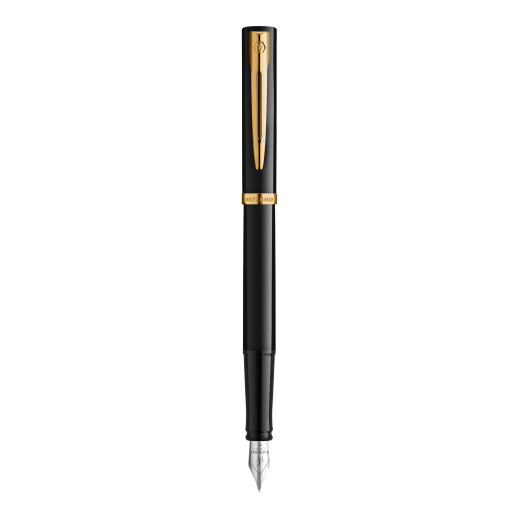 WATERMAN Füllfederhalter IMPRESSION schwarzer Lack GT M Blau Geschenkbox