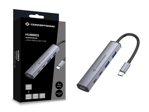 CONCEPTRONIC 4-1 Dock USB-C->2xUSB-C/2xUSB-A/100WPD gr