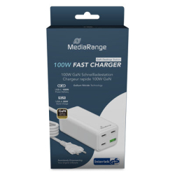 MediaRange Ladestation 100W 4-Port 1xUSB-A/3xUSB-C GaN, weiß
