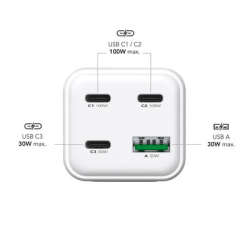 MediaRange Ladestation 100W 4-Port 1xUSB-A/3xUSB-C GaN, weiß