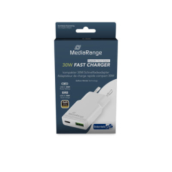 MediaRange Ladegerät 30W 2-Port 1x USB-A/1x USB-C...