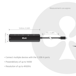 Club3D USB-C 7in1-HUB >HDMI/2xUSB/USB-C/LAN 4K60Hz PD140W retail