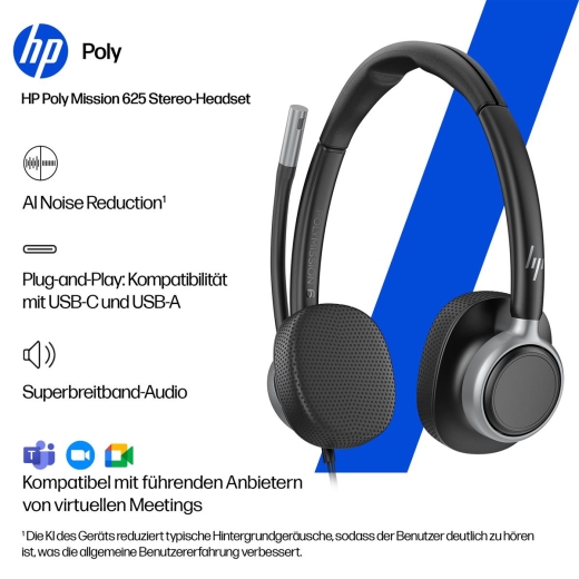 Poly Mission 615 Mono Teams USB-C/A bulk