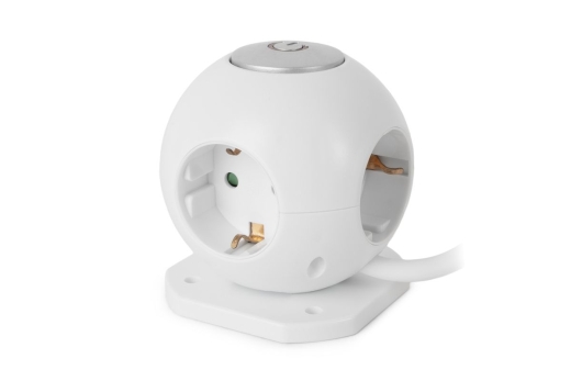 Entac Steckdosenball 3fach mit USB 1,5m Schalter weiß