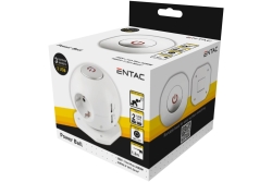Entac Steckdosenball 3fach mit USB 1,5m Schalter weiß