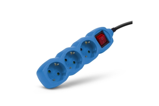 Entac Steckdosenleiste 3fach 1,5m Schalter blau