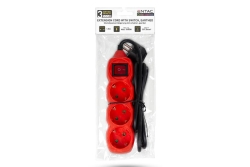 Entac Steckdosenleiste 3fach 1,5m Schalter rot