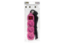 Entac Steckdosenleiste 3fach 1,5m Schalter pink