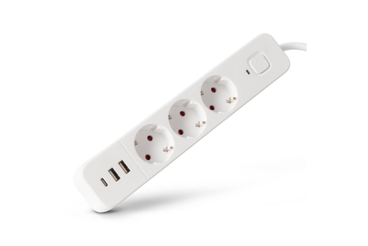 Entac Steckdosenleiste 3fach 2x USB-A & 1 USB-C, 1,5m weiß