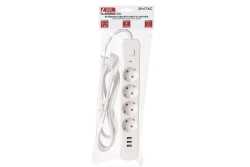 Entac Steckdosenleiste 4fach 3x USB-A, 1,5m weiß