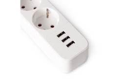 Entac Steckdosenleiste 4fach 3x USB-A, 1,5m weiß